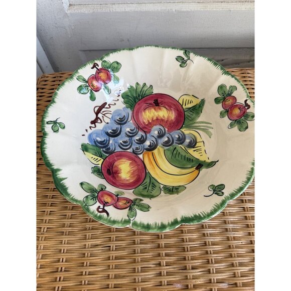 Vintage 60's Italian Art Pottery Hand Painted Fruit/Pasta Bowl 11" - Picture 7 of 10